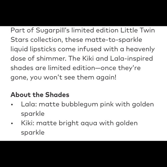 Sugarpill Little Twin Stars Matte Liquid Lipstick Duo Set BNIB - Picture 5 of 8